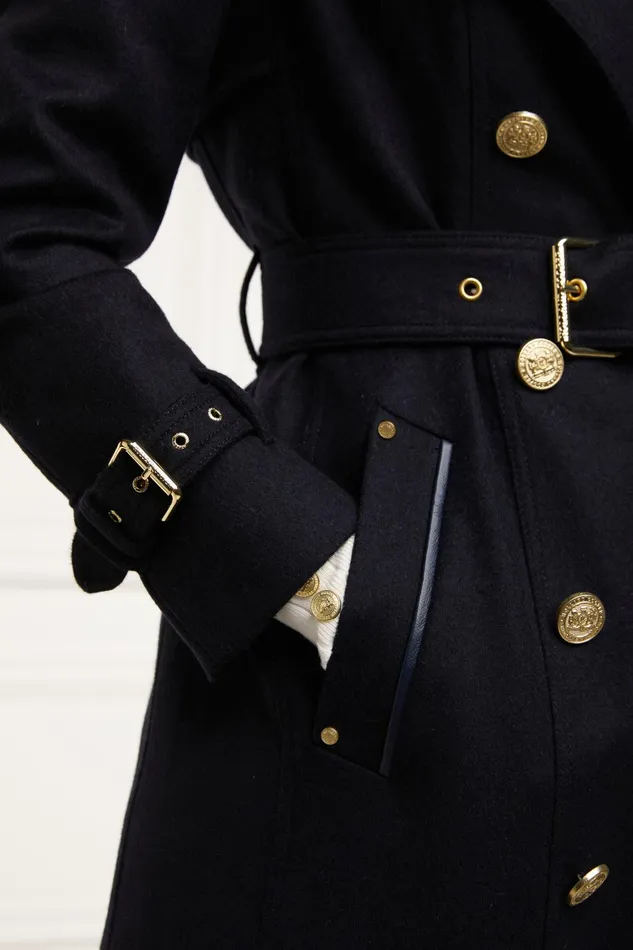 Holland Cooper Tailoring Women Full Length Marlborough Trench Coat Soft Navy