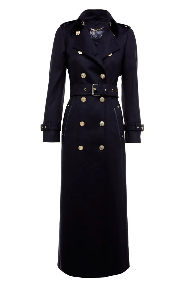 Holland Cooper Tailoring Women Full Length Marlborough Trench Coat Soft Navy