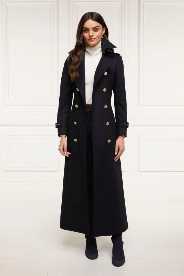 Holland Cooper Tailoring Women Full Length Marlborough Trench Coat Soft Navy