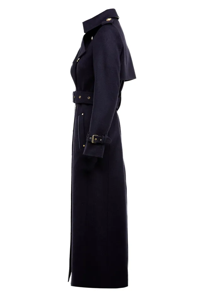 Holland Cooper Tailoring Women Full Length Marlborough Trench Coat Soft Navy