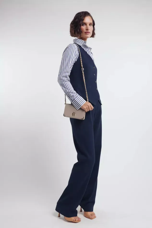 Holland Cooper Tailoring Women Hampton Waistcoat Navy Linen Holland Cooper Tailoring Women Hampton Waistcoat Navy Linen