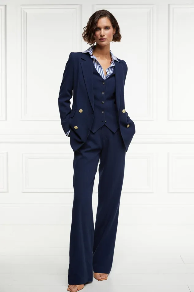 Holland Cooper Tailoring Women Hampton Waistcoat Navy Linen Holland Cooper Tailoring Women Hampton Waistcoat Navy Linen