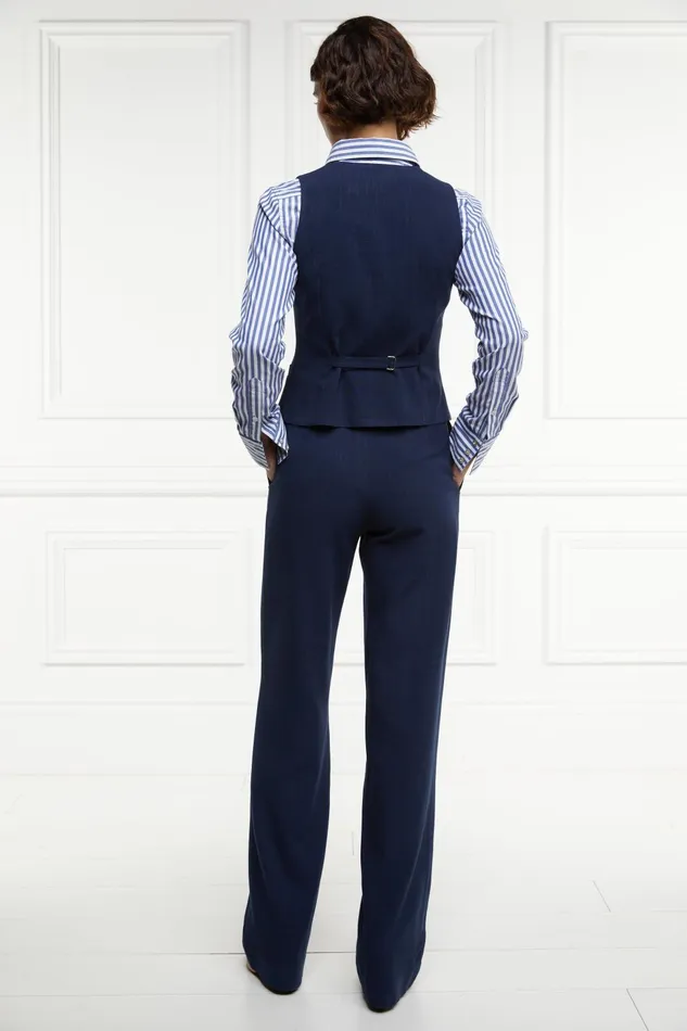 Holland Cooper Tailoring Women Hampton Waistcoat Navy Linen Holland Cooper Tailoring Women Hampton Waistcoat Navy Linen