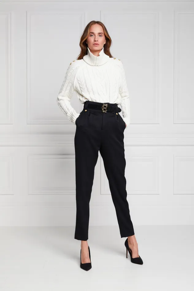Holland Cooper Tailoring Women High Waisted Peg Trouser Black Barathea