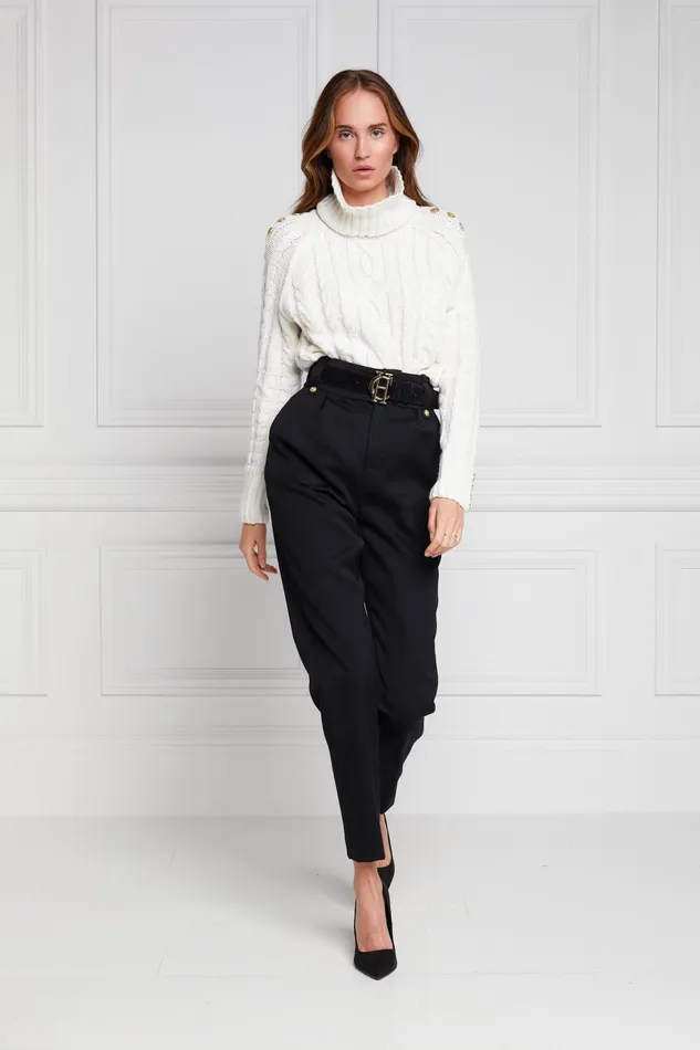 Holland Cooper Tailoring Women High Waisted Peg Trouser Black Barathea Holland Cooper Tailoring Women High Waisted Peg Trouser Black Barathea