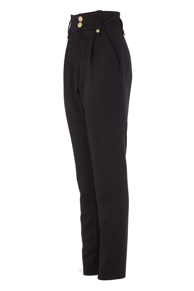 Holland Cooper Tailoring Women High Waisted Peg Trouser Black Barathea Holland Cooper Tailoring Women High Waisted Peg Trouser Black Barathea