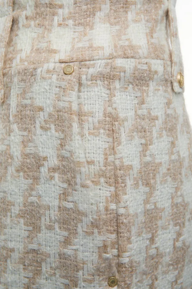 Holland Cooper Tailoring Women High Waisted Straight Trouser Camel Houndstooth Holland Cooper Tailoring Women High Waisted Straight Trouser Camel Houndstooth