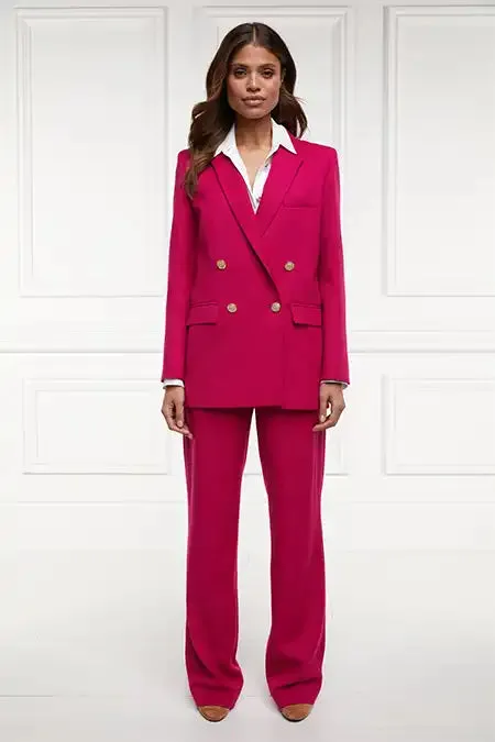 Holland Cooper Tailoring Women High Waisted Straight Trouser Hot Pink Barathea Holland Cooper Tailoring Women High Waisted Straight Trouser Hot Pink Barathea