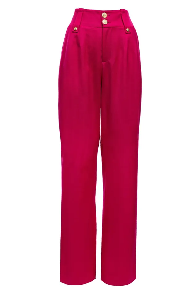 Holland Cooper Tailoring Women High Waisted Straight Trouser Hot Pink Barathea Holland Cooper Tailoring Women High Waisted Straight Trouser Hot Pink Barathea