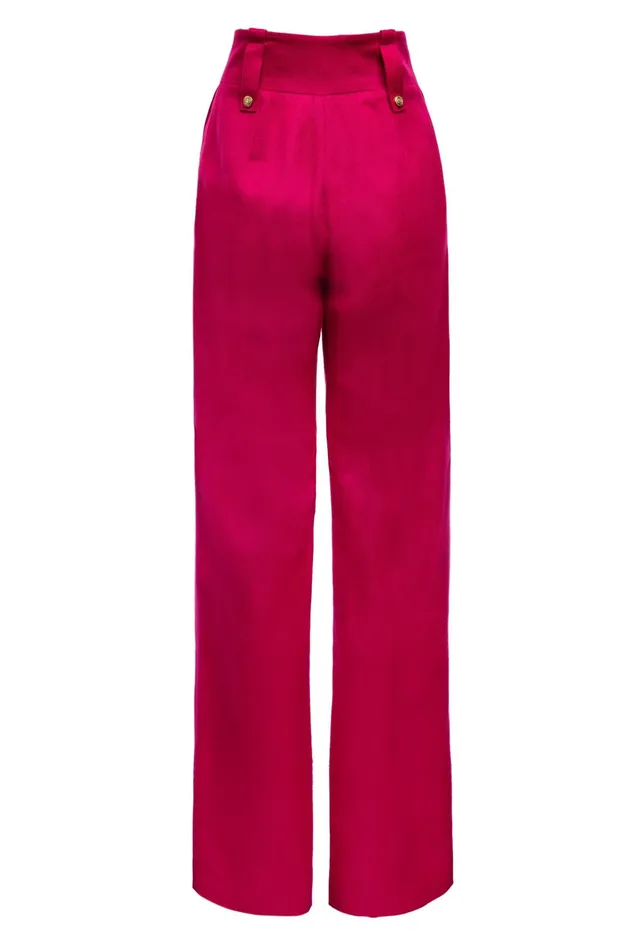 Holland Cooper Tailoring Women High Waisted Straight Trouser Hot Pink Barathea Holland Cooper Tailoring Women High Waisted Straight Trouser Hot Pink Barathea