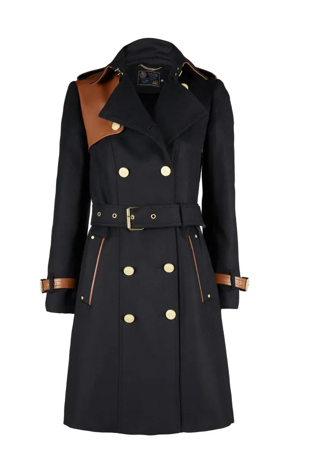 Holland Cooper Tailoring Women Marlborough Trench Coat Soft Black Tan
