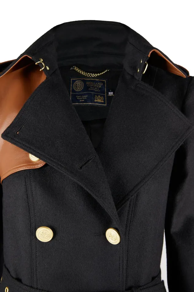 Holland Cooper Tailoring Women Marlborough Trench Coat Soft Black Tan