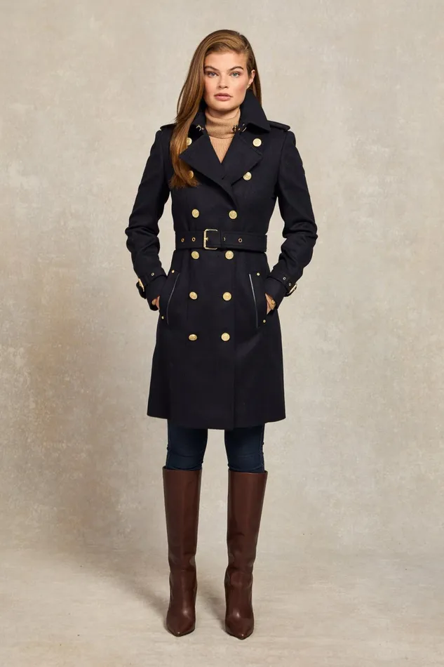 Holland Cooper Tailoring Women Marlborough Trench Coat Soft Navy
