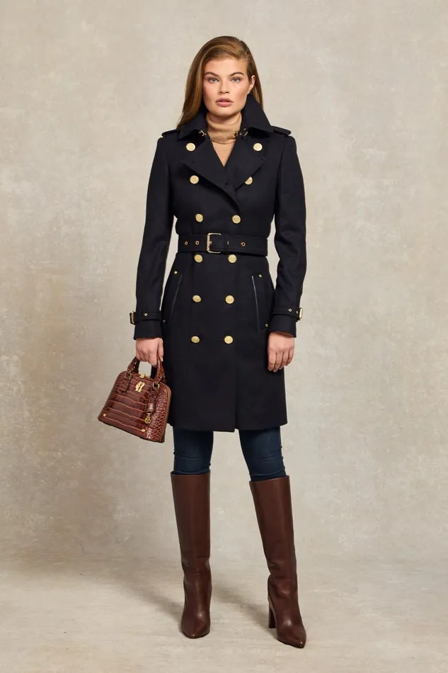 Holland Cooper Tailoring Women Marlborough Trench Coat Soft Navy