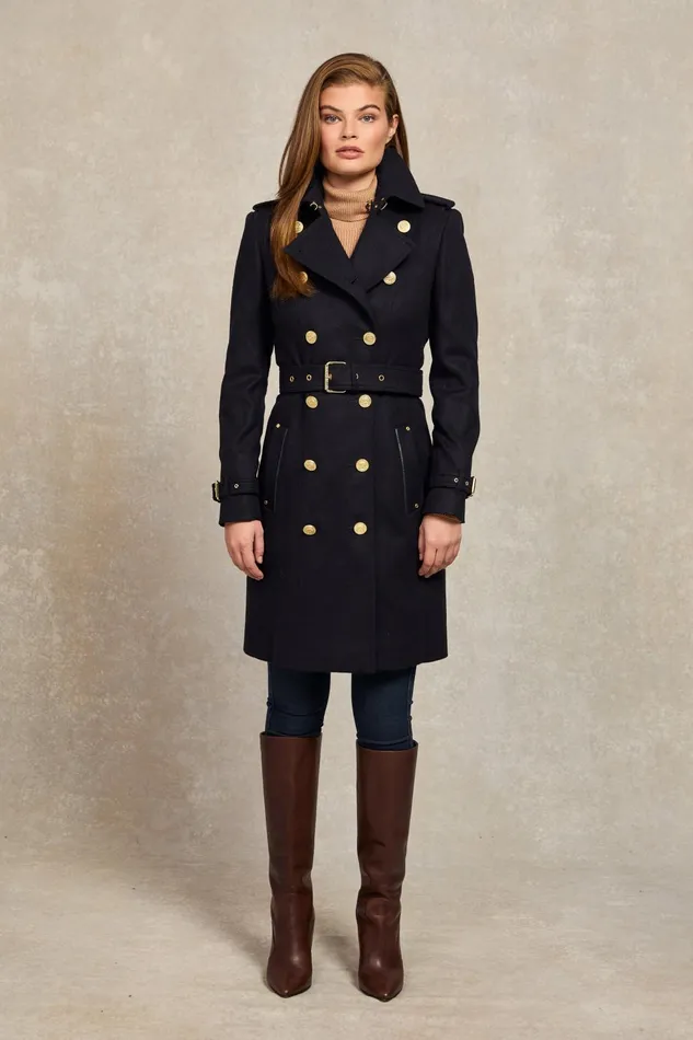 Holland Cooper Tailoring Women Marlborough Trench Coat Soft Navy