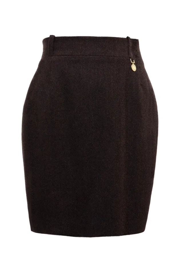 Holland Cooper Tailoring Women Regency Skirt Chocolate Herringbone Holland Cooper Tailoring Women Regency Skirt Chocolate Herringbone