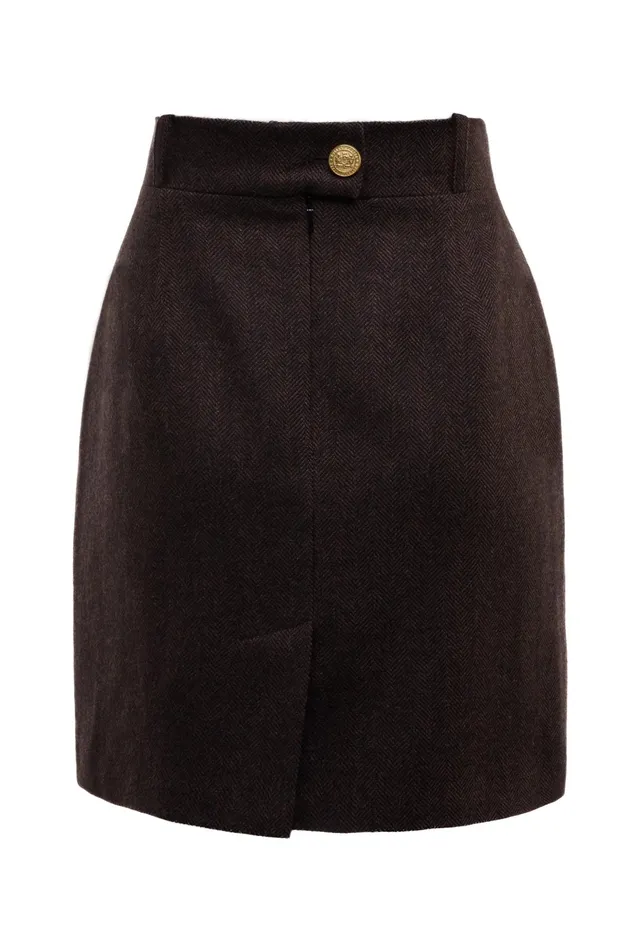 Holland Cooper Tailoring Women Regency Skirt Chocolate Herringbone Holland Cooper Tailoring Women Regency Skirt Chocolate Herringbone