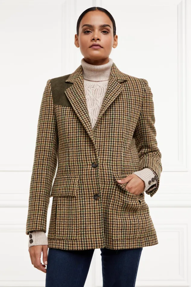 Holland Cooper Tailoring Women Single Breasted Field Blazer Hailes Green Tweed