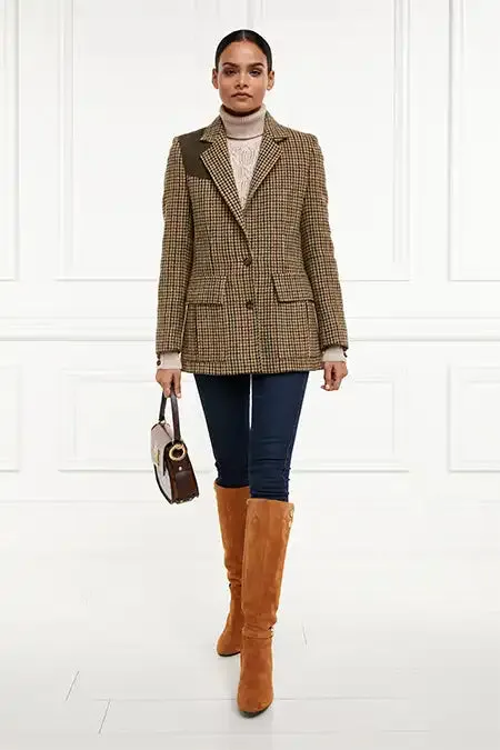 Holland Cooper Tailoring Women Single Breasted Field Blazer Hailes Green Tweed