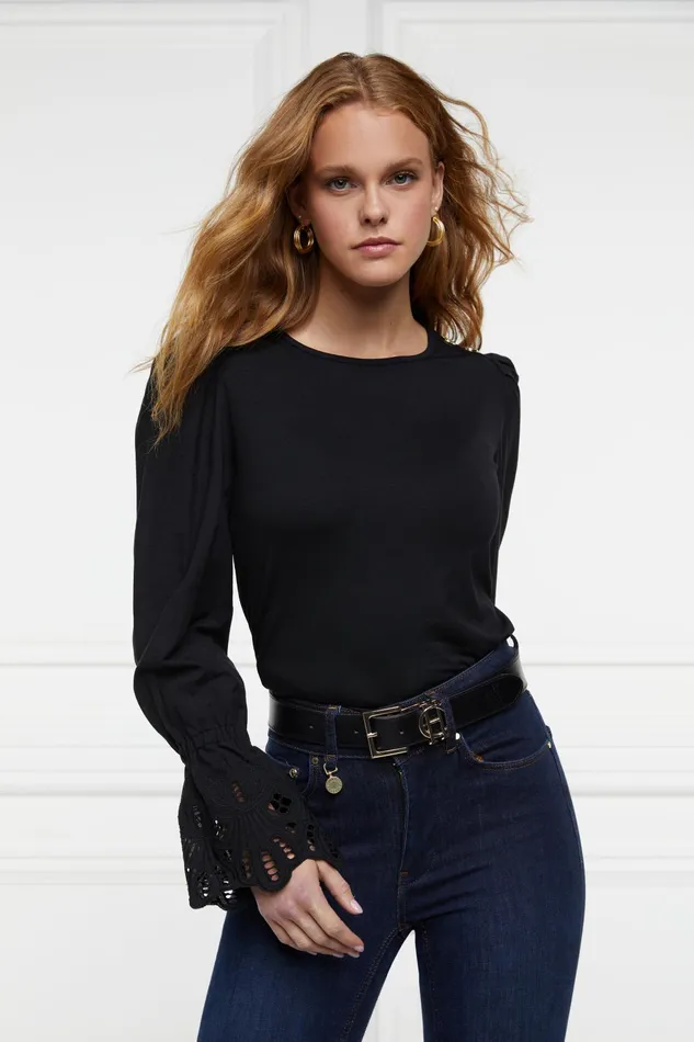 Holland Cooper Tops Women Francesca Jersey Blouse Black