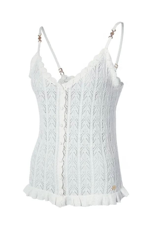 Holland Cooper Tops Women Pointelle Cami Natural Holland Cooper Tops Women Pointelle Cami Natural