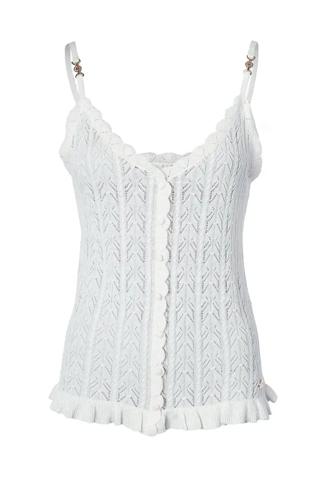 Holland Cooper Tops Women Pointelle Cami Natural Holland Cooper Tops Women Pointelle Cami Natural