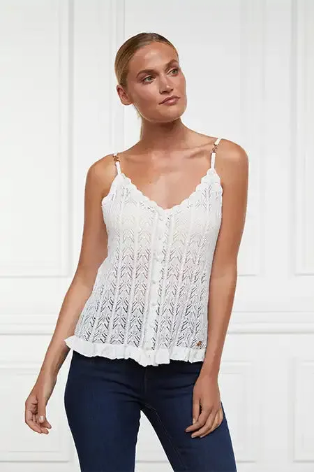 Holland Cooper Tops Women Pointelle Cami Natural Holland Cooper Tops Women Pointelle Cami Natural