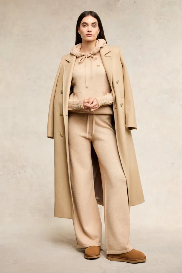Holland Cooper Trousers Women Verbier Wide Leg Pant Light Camel