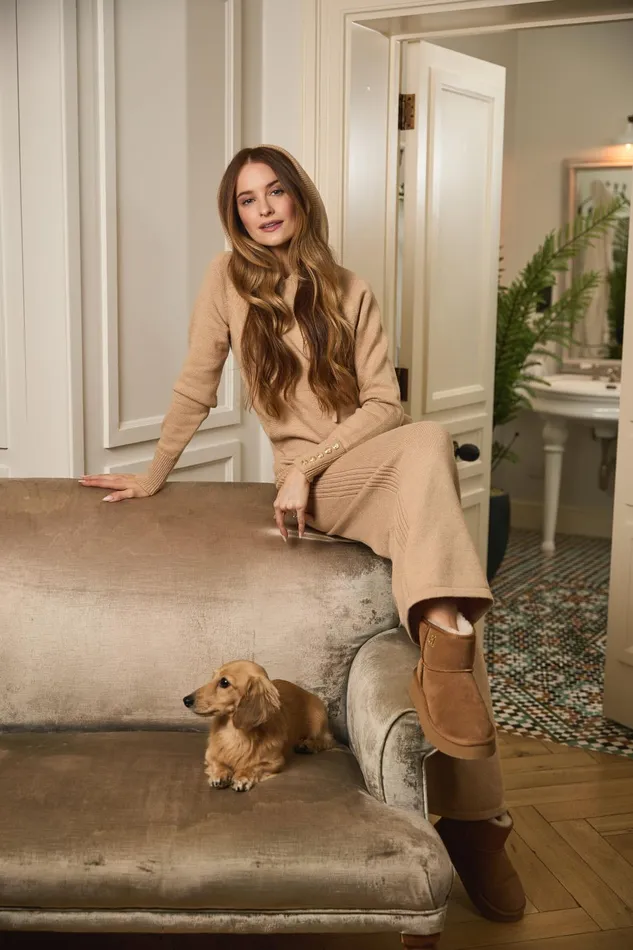 Holland Cooper Trousers Women Verbier Wide Leg Pant Light Camel