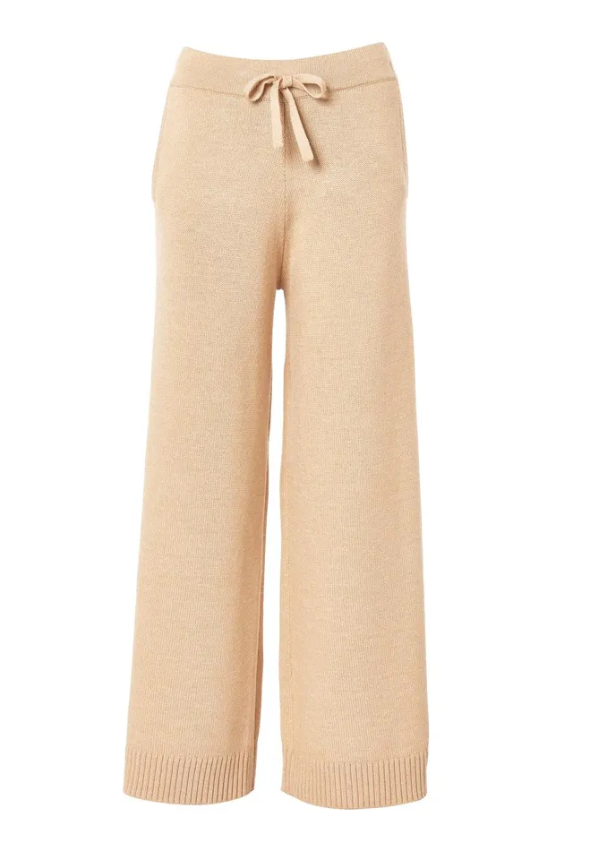 Holland Cooper Trousers Women Verbier Wide Leg Pant Light Camel