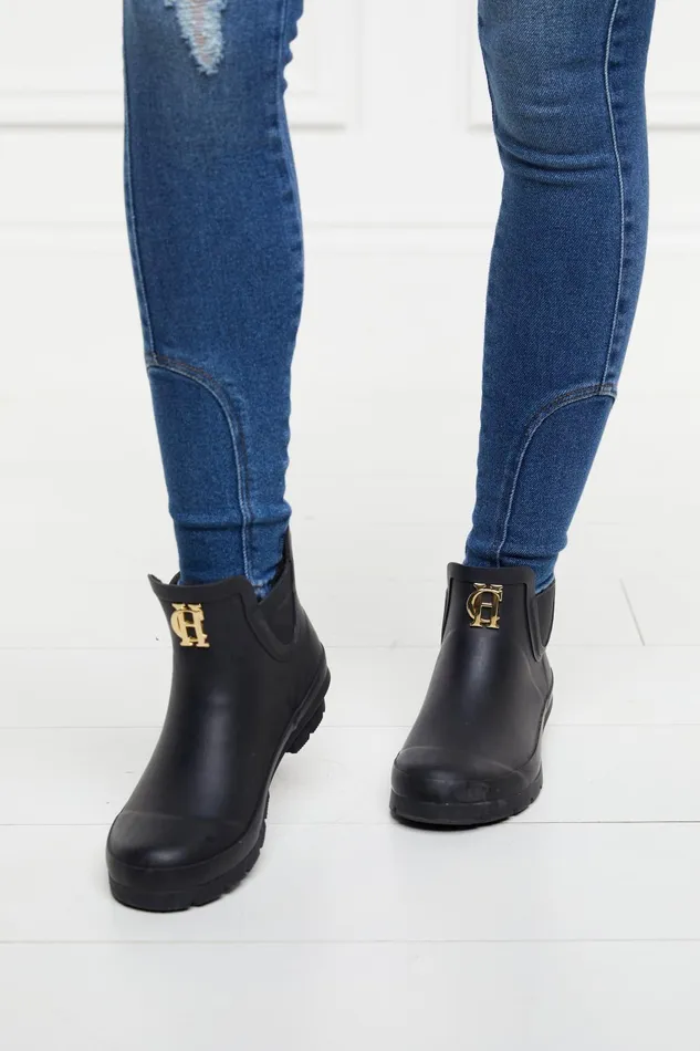 Holland Cooper Wellington Boots Women Rubber Chelsea Boot Black