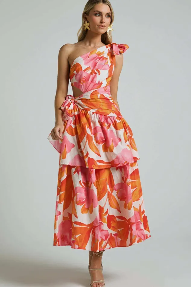 Honolulu Midi Dress 8211 One Shoulder Tiered Dress In Orange Floral Women Showpo Dresses Honolulu Midi Dress 8211 One Shoulder Tiered Dress In Orange Floral Women Showpo Dresses
