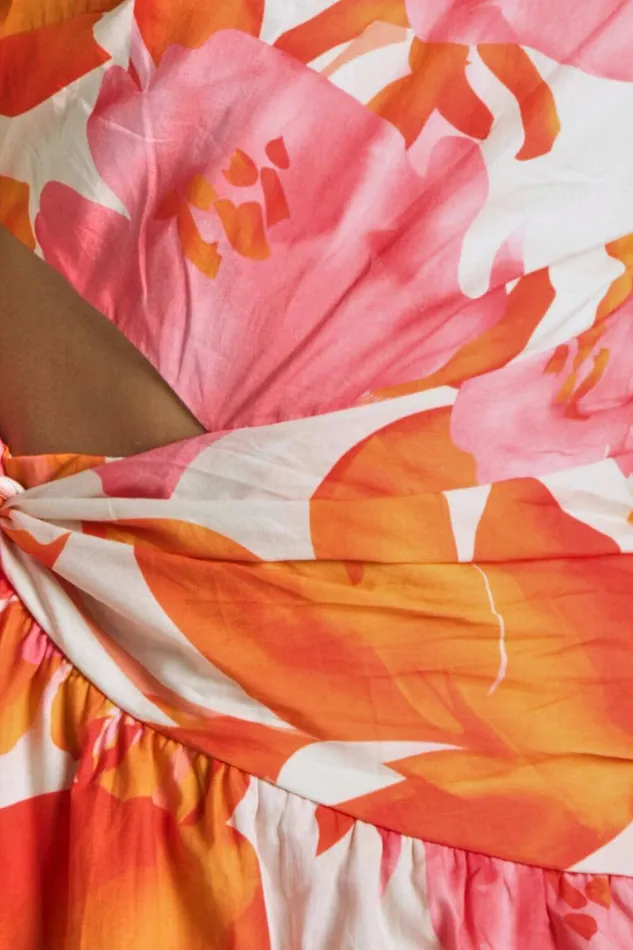 Honolulu Midi Dress 8211 One Shoulder Tiered Dress In Orange Floral Women Showpo Dresses