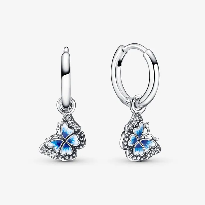 Hoop Earrings Women Pandora Blue Butterfly Hoop Earrings