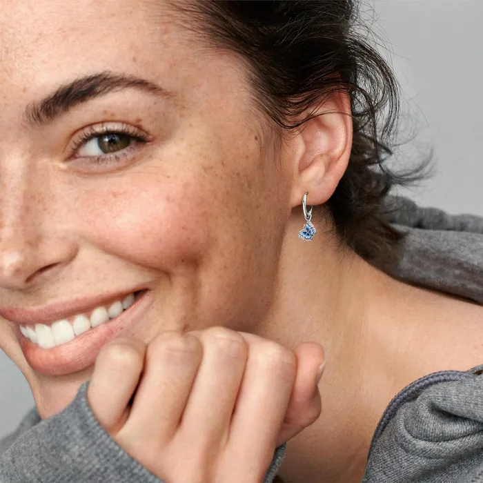 Hoop Earrings Women Pandora Blue Butterfly Hoop Earrings
