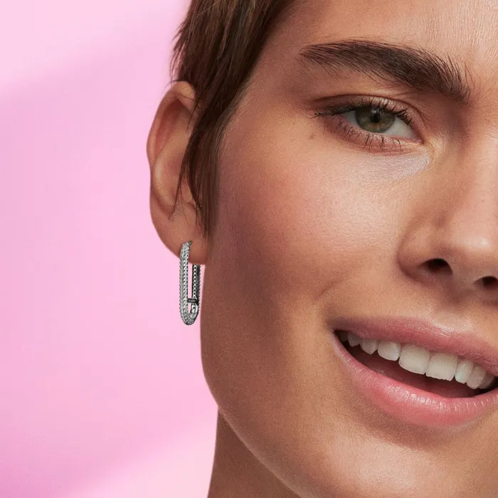 Hoop Earrings Women Pandora Online ME Extended Pav Link Single Earring Sterling Silver
