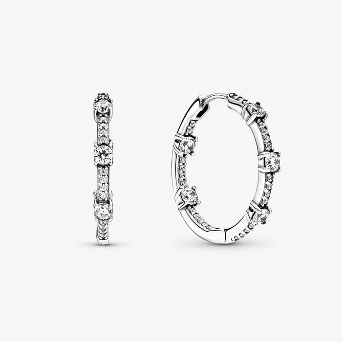 Hoop Earrings Women Pandora Sparkling Pav Bars Hoop Earrings