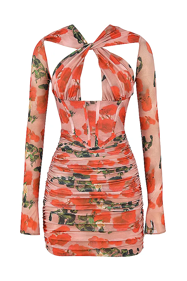 House Of CB AdannaRose Print Corset Mini Dress 8211 SALE Rose Women Bodycon Dresses