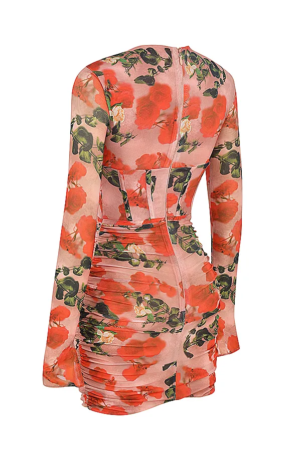 House Of CB AdannaRose Print Corset Mini Dress 8211 SALE Rose Women Bodycon Dresses