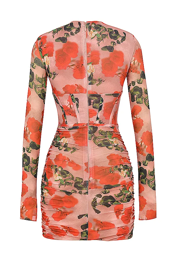 House Of CB AdannaRose Print Corset Mini Dress 8211 SALE Rose Women Bodycon Dresses