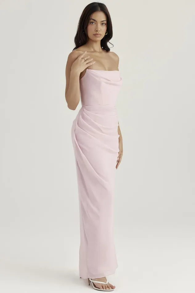 House Of CB AdriennePink Quartz Strapless Gown Pink Women Corset Dresses