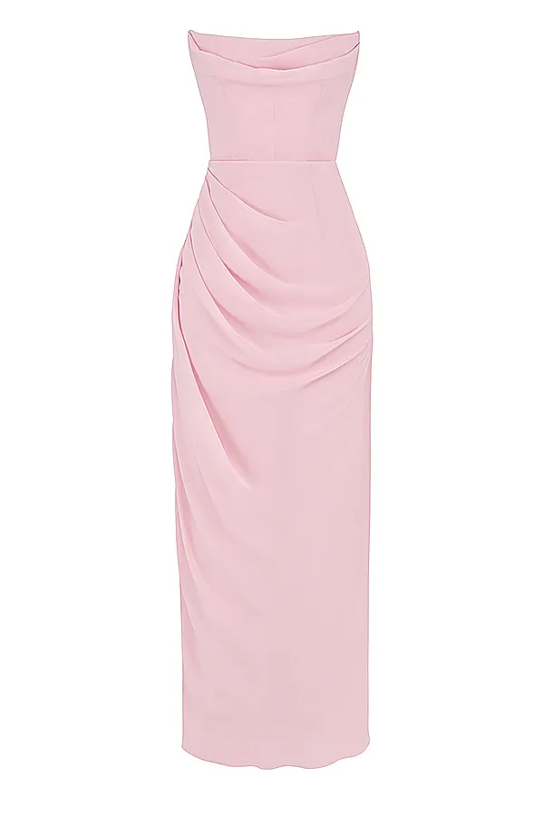 House Of CB AdriennePink Quartz Strapless Gown Pink Women Corset Dresses