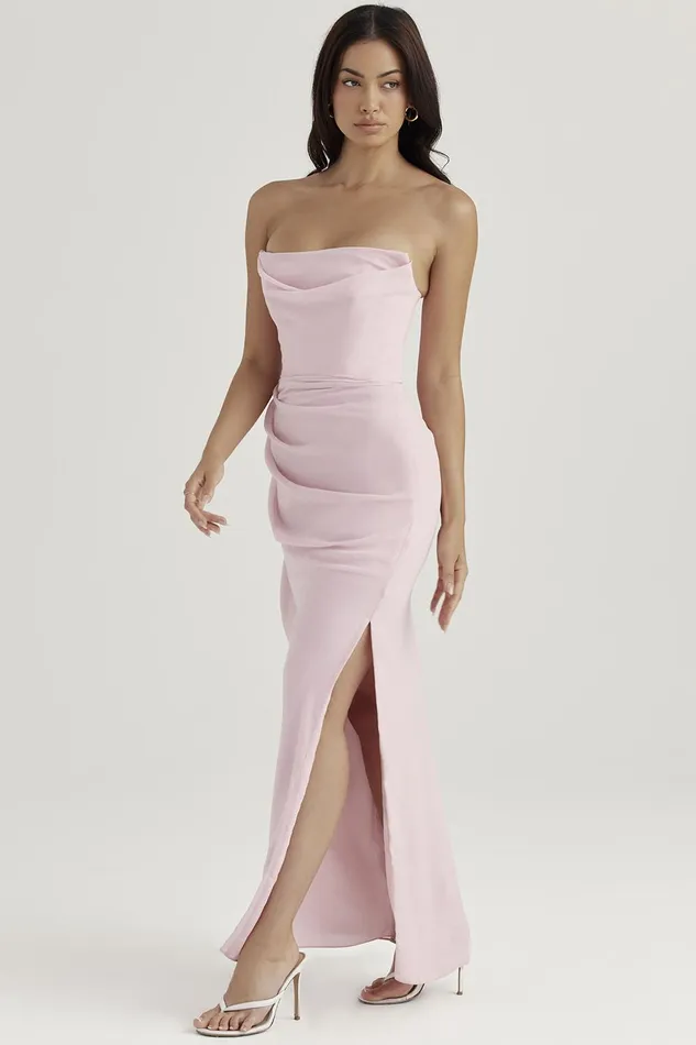 House Of CB AdriennePink Quartz Strapless Gown Pink Women Corset Dresses
