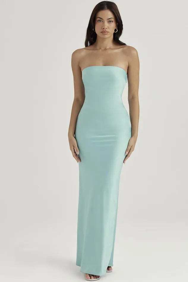 House Of CB AletteJade Satin Strapless Maxi Dress 8211 SALE Jade Women Bodycon Dresses