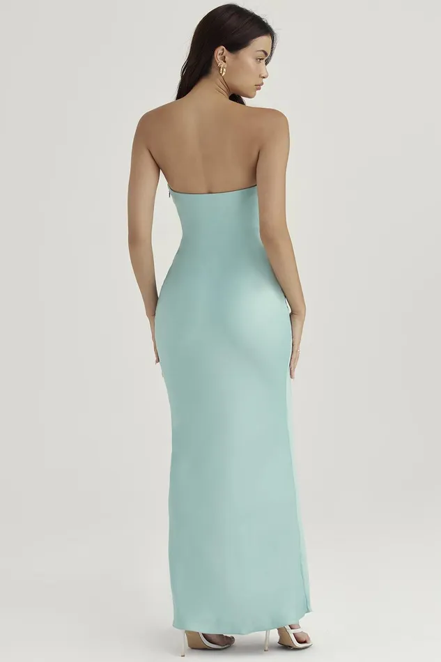House Of CB AletteJade Satin Strapless Maxi Dress 8211 SALE Jade Women Bodycon Dresses