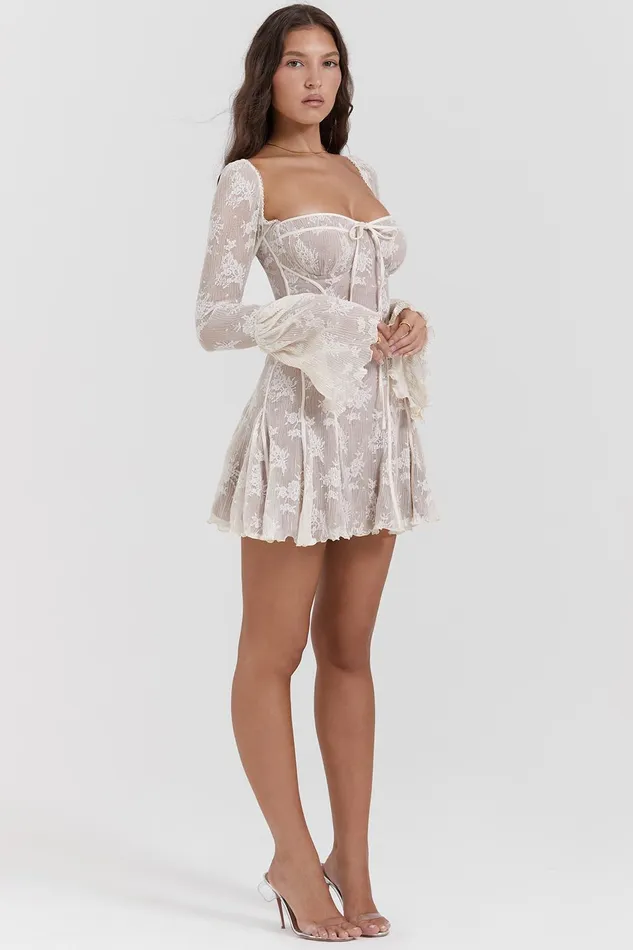 House Of CB AnalissaVintage Cream Lace Corset Dress Vintage Women Corset Dresses