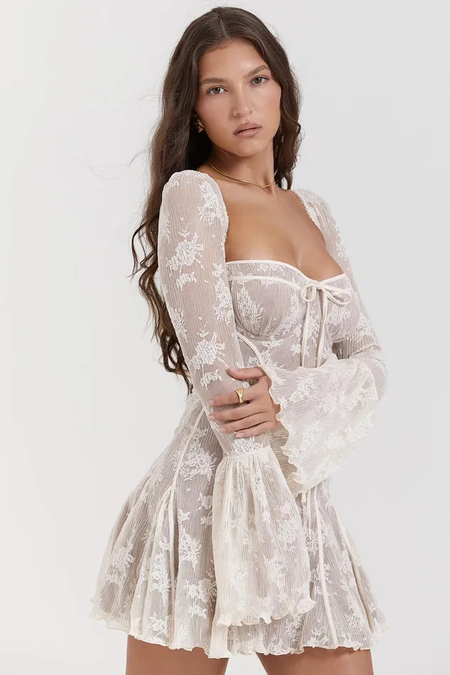 House Of CB AnalissaVintage Cream Lace Corset Dress Vintage Women Corset Dresses