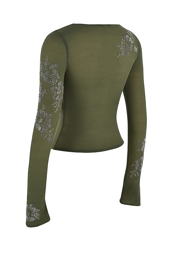 House Of CB AngeliqueOlive Crystallised Top Olive Women Tops