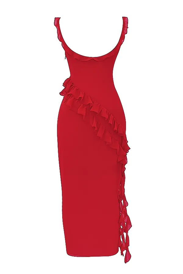 House Of CB ArielaCherry Ruffle Maxi Dress Cherry Women Maxi Dresses