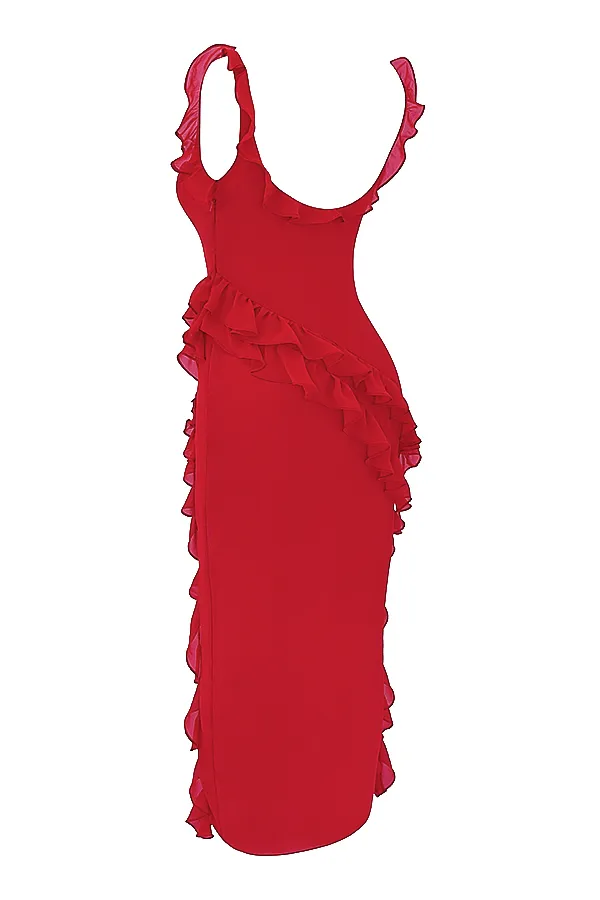 House Of CB ArielaCherry Ruffle Maxi Dress Cherry Women Maxi Dresses